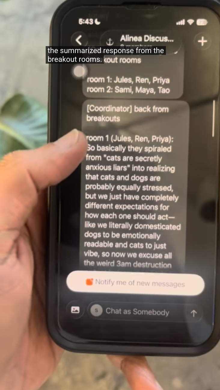 Alinea multi-agent demo screenshot